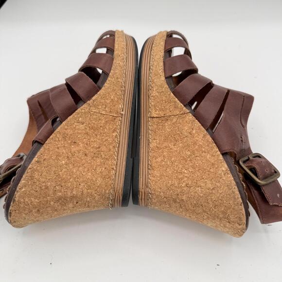 Clark's Indigo Women's 6M Cork Wedge Brown Leather Slingback Sandal - Picture 6 of 7